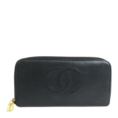 Black Chanel Logo Cc Wallet 