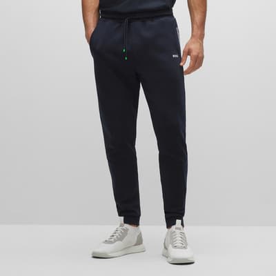 Navy Drawstring Cotton Blend Tracksuit Bottoms