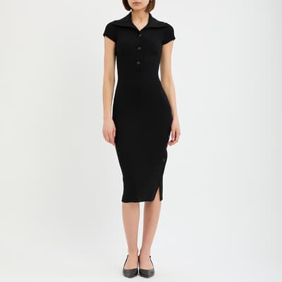 Black Mason Ribbed Midi Dress