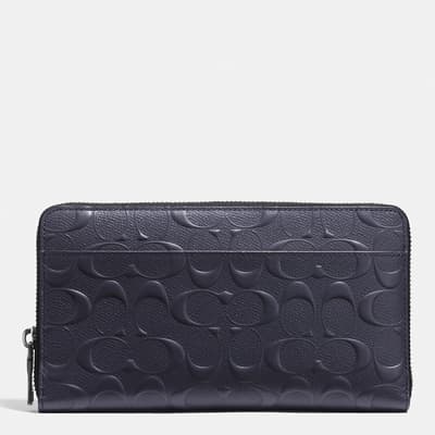 Navy Document Wallet In Signature Leather