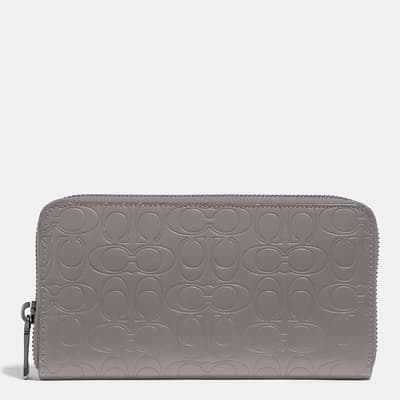 Heather Grey Accordion Wallet In Signature Leather