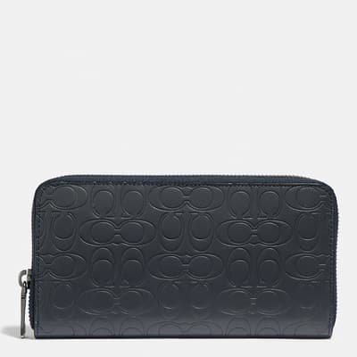 Navy Midnight Accordion Wallet In Signature Leather