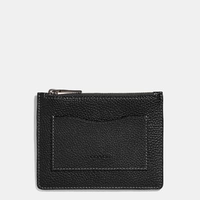 Black, Dark Honey Large Card Case In Pebbled Leather