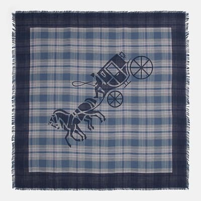 Denim Horse And Carriage Plaid Oversized Square