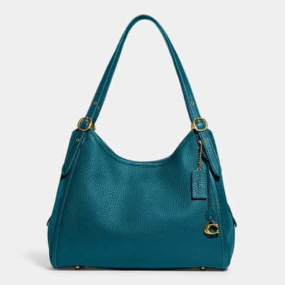 Deep Turquoise, Multi Mixed Leather With Suede Gusset Lori Shoulder Bag