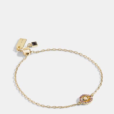 Gold, Multicolor C Multi Crystal Slider Bracelet