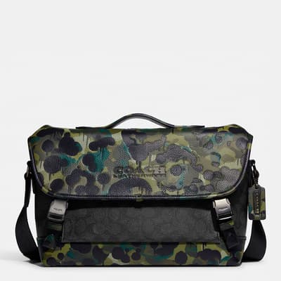 Charcoal Multi League Bike Bag In Signature With Camo Print Leather