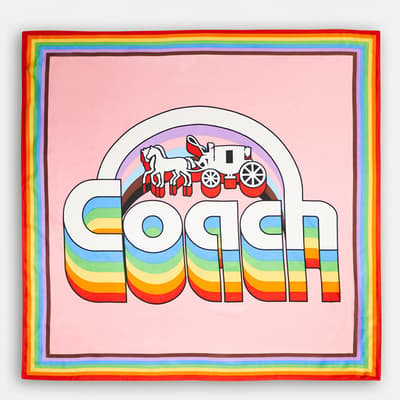 Multi Coach Rainbow Horse And Carriage Printed Silk Square