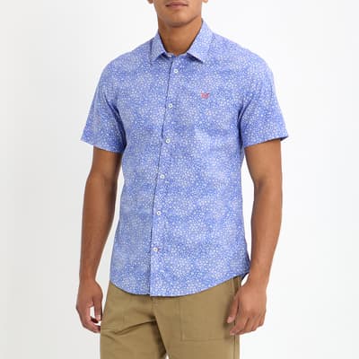 Blue Cotton Floral Print Shirt