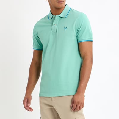 Mint Tipped Cotton Polo Shirt