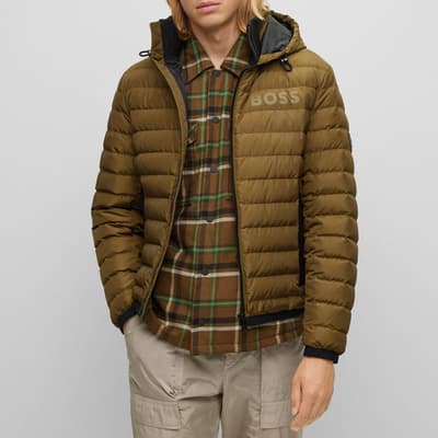 Khaki Dawood Zip Puffer Coat 