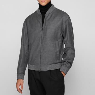 Grey Hanry Wool Blend Bomber Jacket