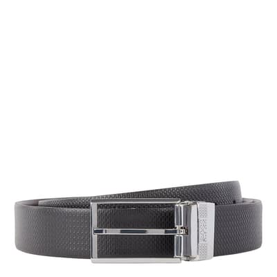 Black Giaco Textured Leather Belt