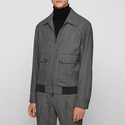 Mid Grey Hanry Check Wool Blend Jacket