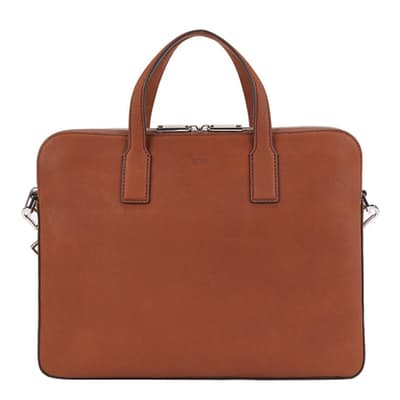 Tan Crosstown Leather Briefcase