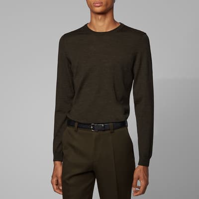 Khaki Leno Long Sleeve Wool Top