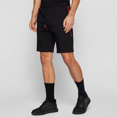 Black/Red Headlo Cotton Blend Shorts