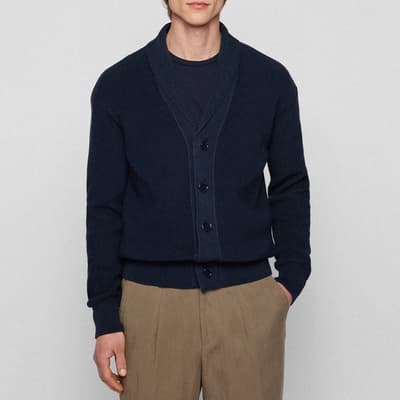 Navy Etion V-Neck Cotton Cardigan