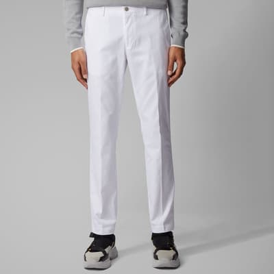 White Stanino Cotton Blend Stretch Trousers