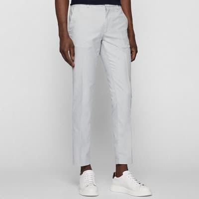 Pale Grey Kaito Slim Fit Cotton Blend Trousers