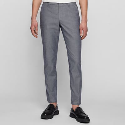 Mid Grey Kaito Slim Fit Cotton Blend Trousers