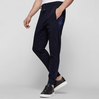 Navy Lamont Contrast Side Cotton Blend Joggers