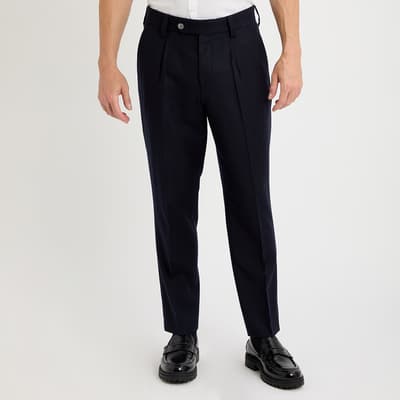 Navy Perin Pleated Trousers