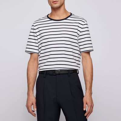 White Tiburt Striped Linen Blend T-Shirt