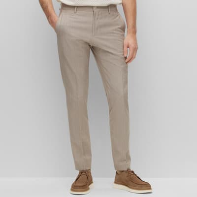 Beige Genius Wool Blend Trousers