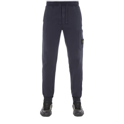 Navy Fleece Cotton Cargo Joggers