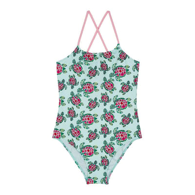 Blue Multi  Girls One Piece Swimsuit Provencal Turtle