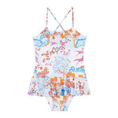 Multi  Girls One Piece Swimsuit Peaceful Trees             