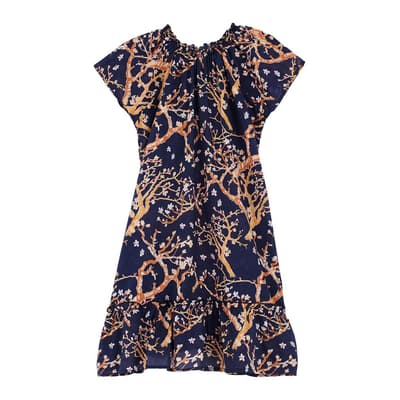 Navy Multi  Dress Gizelle In Print