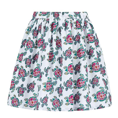 White Multi  Girls Skirt Provencal Turtle