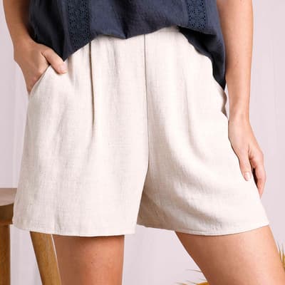Cream Arles Linen Blend Shorts