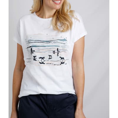 White Beach Strolls Cotton T-Shirt