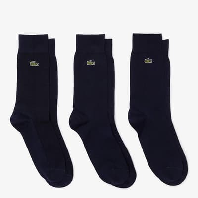 3-Pack Navy Cotton Blend Socks