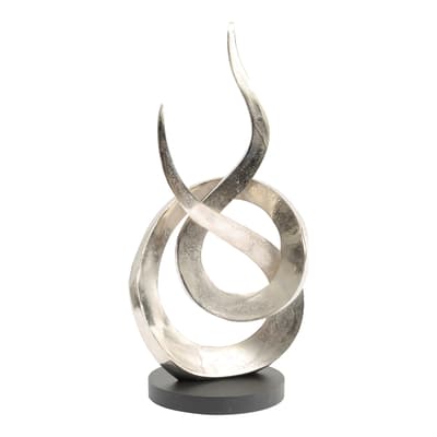 Entwined Flame Silver Aluminium Sculpture Large