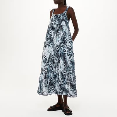 Blue Warped Tiger Rhea Cotton Dress