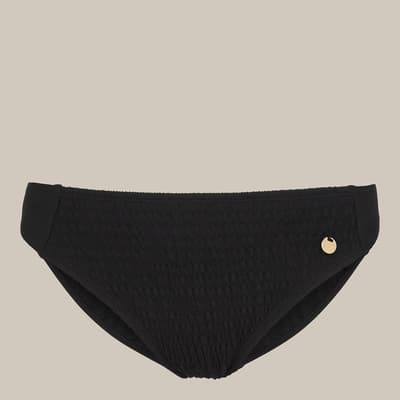Black Shirred Panelled Bikini Bottom