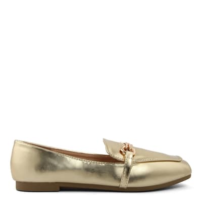 Gold Buckle Detail Flat Loafers