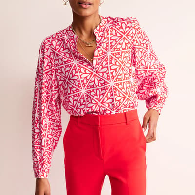 Red Blouson Sleeve Blouse