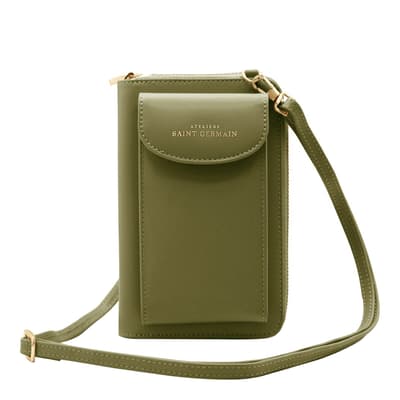 Khaki Wallet Smartphone Crossbody Bag -  