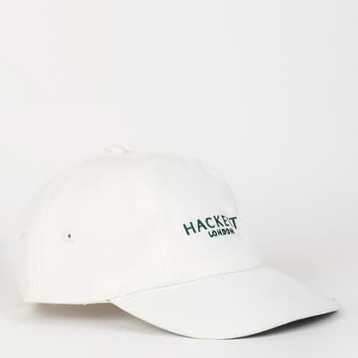 White Embroidered Logo Cotton Cap