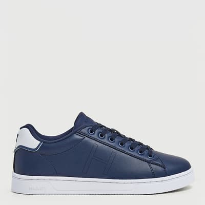Navy Two Tone Leather Trainers