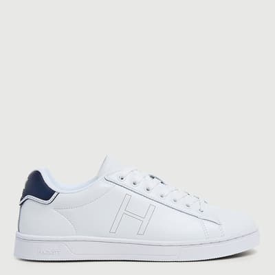 White Two Tone Leather Trainers