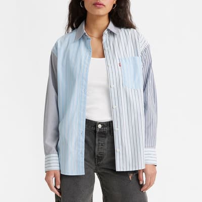 Pale Blue Nola Stripe Cotton Shirt 