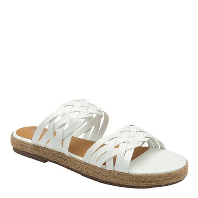 White Levens Leather Flat Sandals