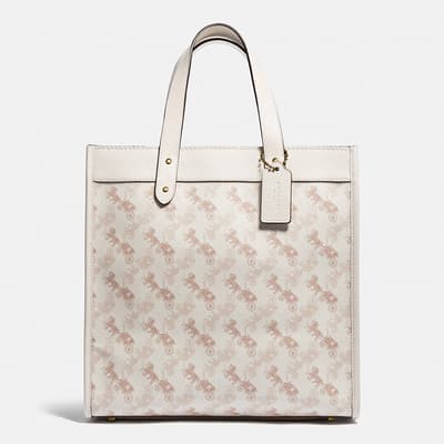 Chalk Taupe Horse And Carriage Coated Canvas Field Tote