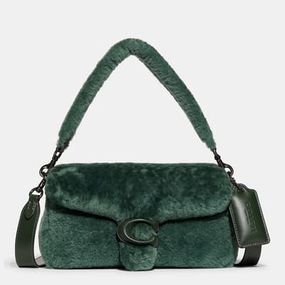 Green Leather Covered C Closure Shearling Pillow Tabby 26